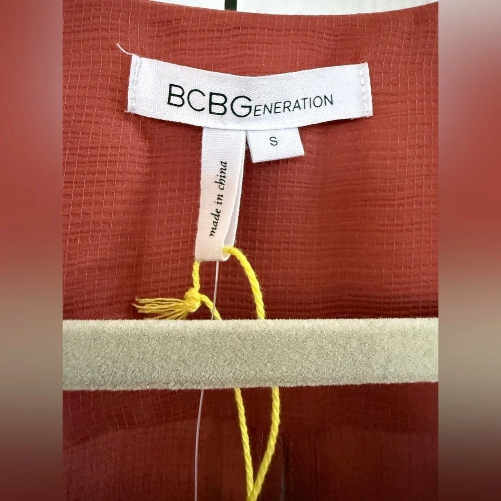 BCBGeneration Rust-Orange Button Front Romper - Picture 5 of 6